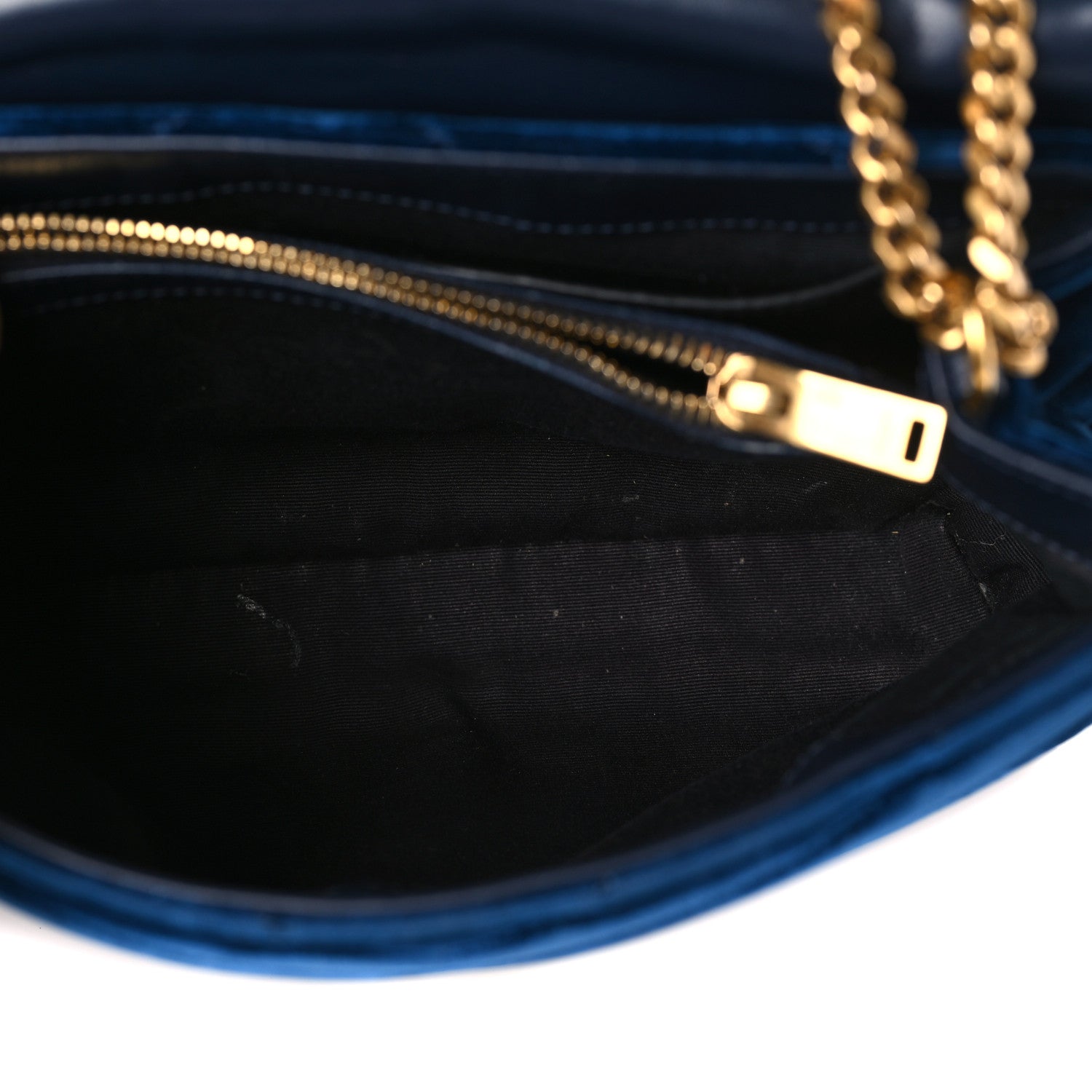 Saint Laurent Velvet Y Quilted Monogram Small Loulou Chain Satchel Dark Ottanio 5 of 10