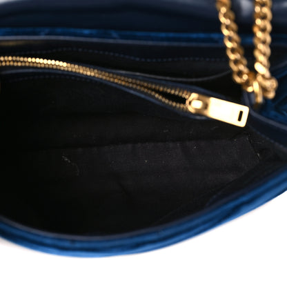 Saint Laurent Velvet Y Quilted Monogram Small Loulou Chain Satchel Dark Ottanio 5 of 10