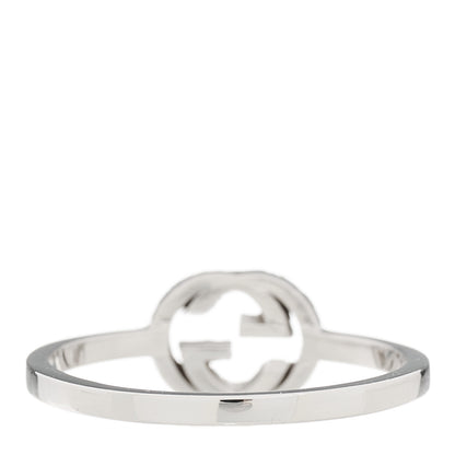 Gucci 18K White Gold Diamond Interlocking G Ring 53 6.5 2 of 5