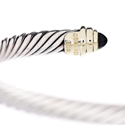 David Yurman Sterling Silver 14K Yellow Gold Black Onyx 5mm Cable Classics Petite Color Bracelet 4 of 5