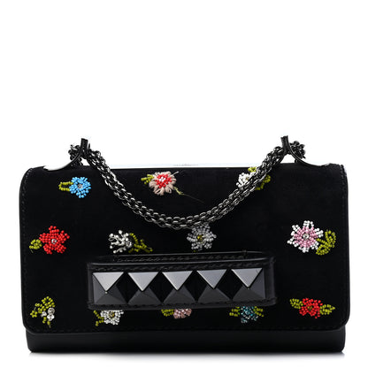 Valentino Garavani Velvet Embroidered Va Va Voom Shoulder Bag Black 1 of 8