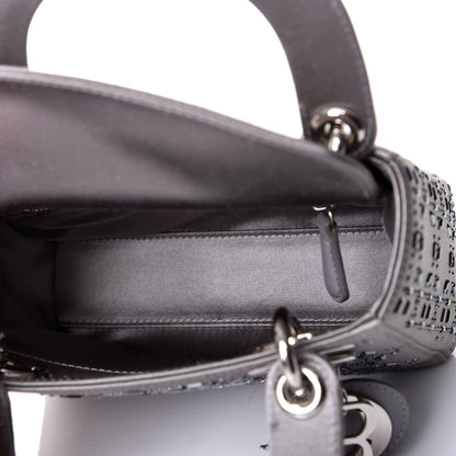 Christian Dior Satin Crystal Cannage Mini Lady Dior Gray 4 of 9
