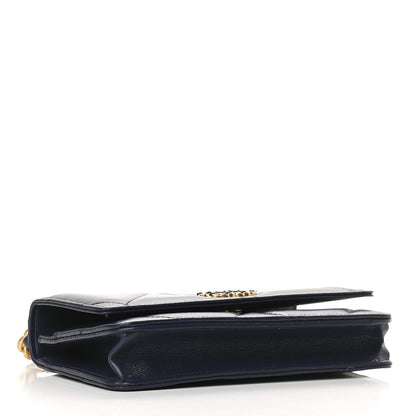 Chanel Shiny Goatskin Quilted Chanel 19 Wallet On Chain WOC Dark Blue 4 of 10