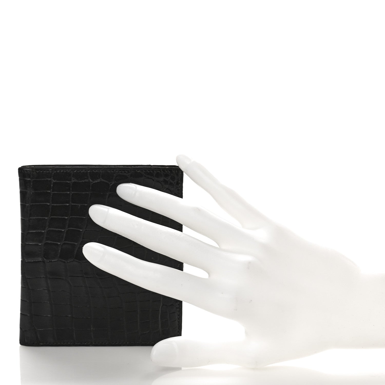 Hermes Alligator Bi-Fold Wallet Black 2 of 9