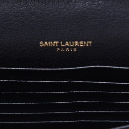 Saint Laurent Denim Matelasse Chevron Monogram Chain Wallet Blue Jeans 8 of 12