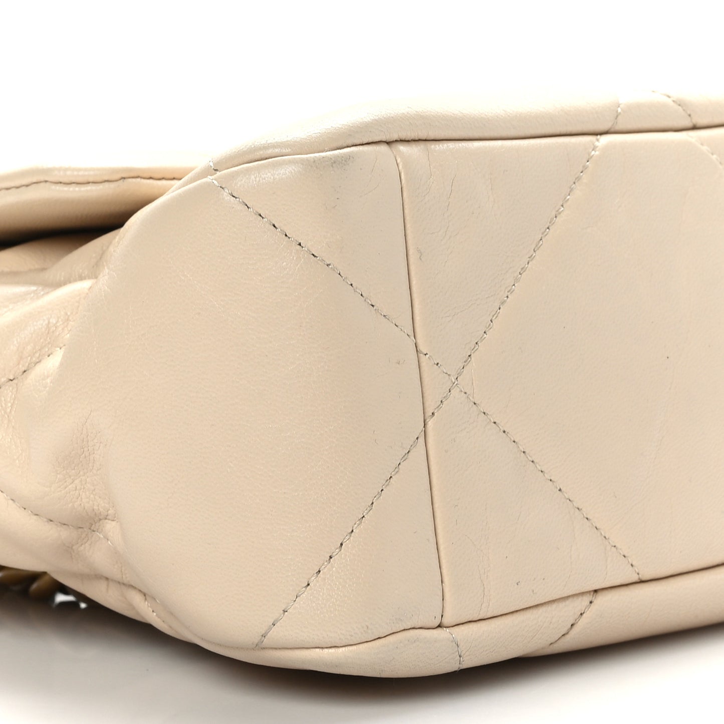 Lambskin Quilted Large Chanel 19 Flap Light Beige