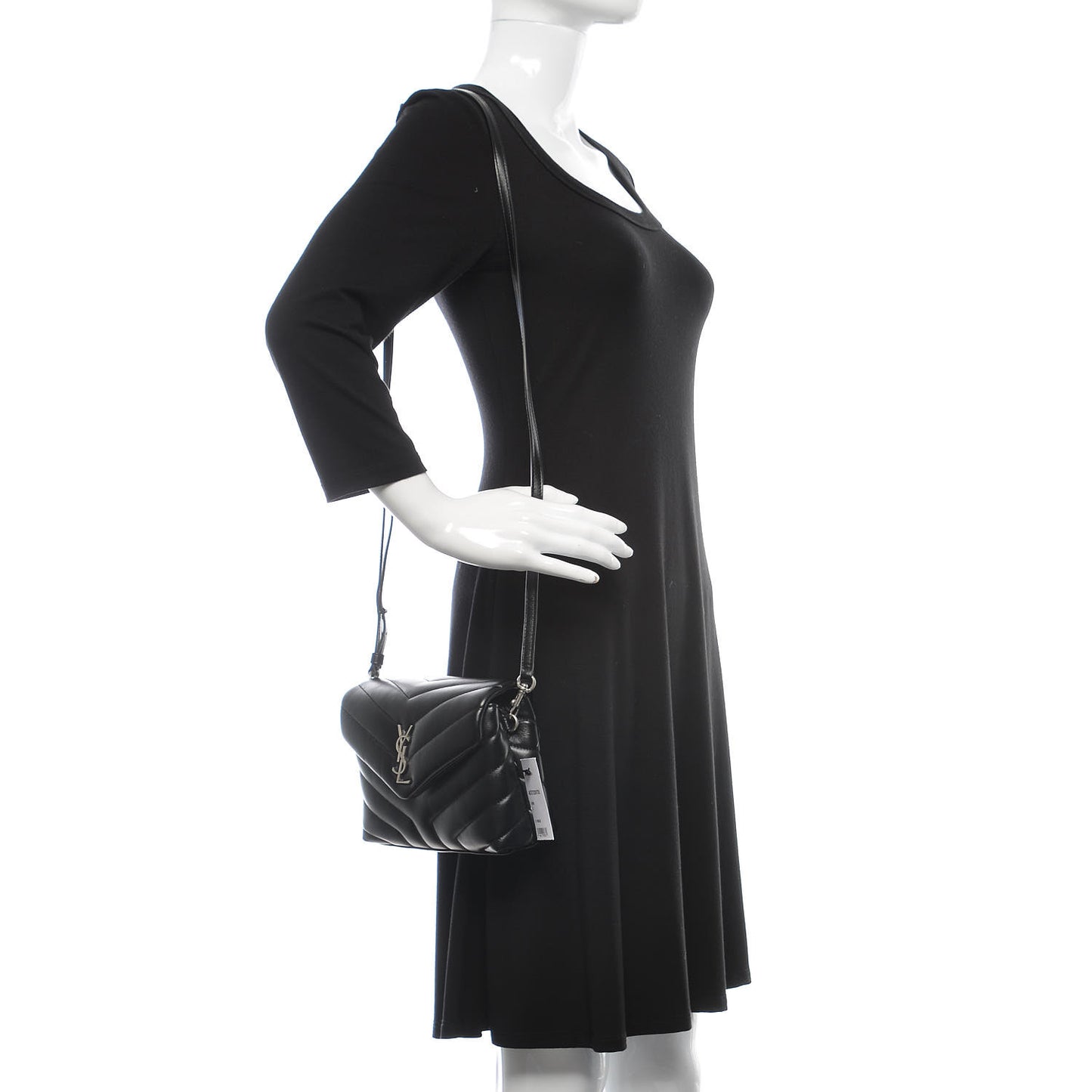 Calfskin Y Quilted Monogram Toy Loulou Crossbody Bag Black