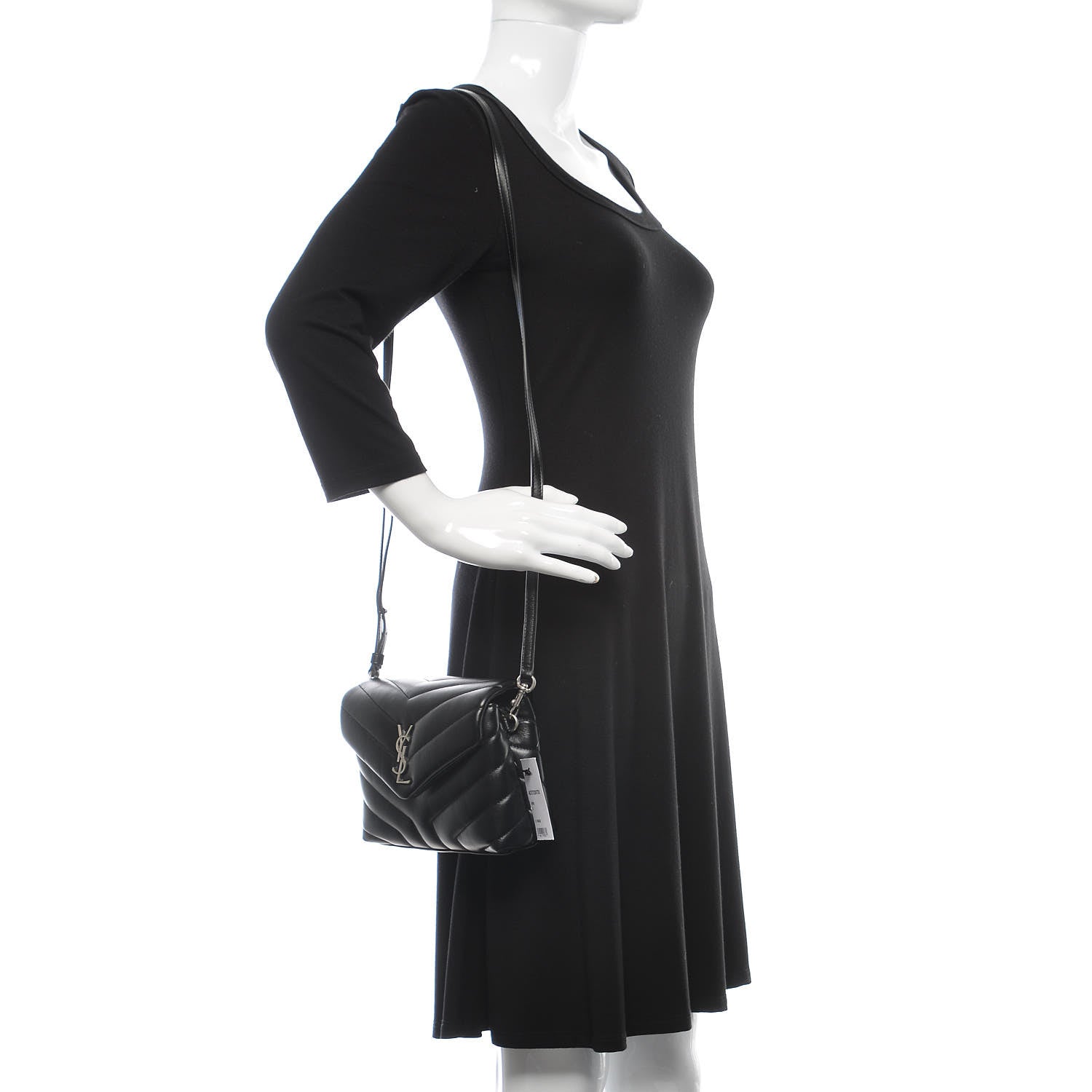 Saint Laurent Calfskin Y Quilted Monogram Toy Loulou Crossbody Bag Black 2 of 10