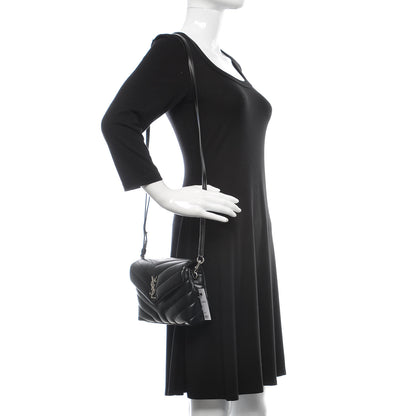 Saint Laurent Calfskin Y Quilted Monogram Toy Loulou Crossbody Bag Black 2 of 10