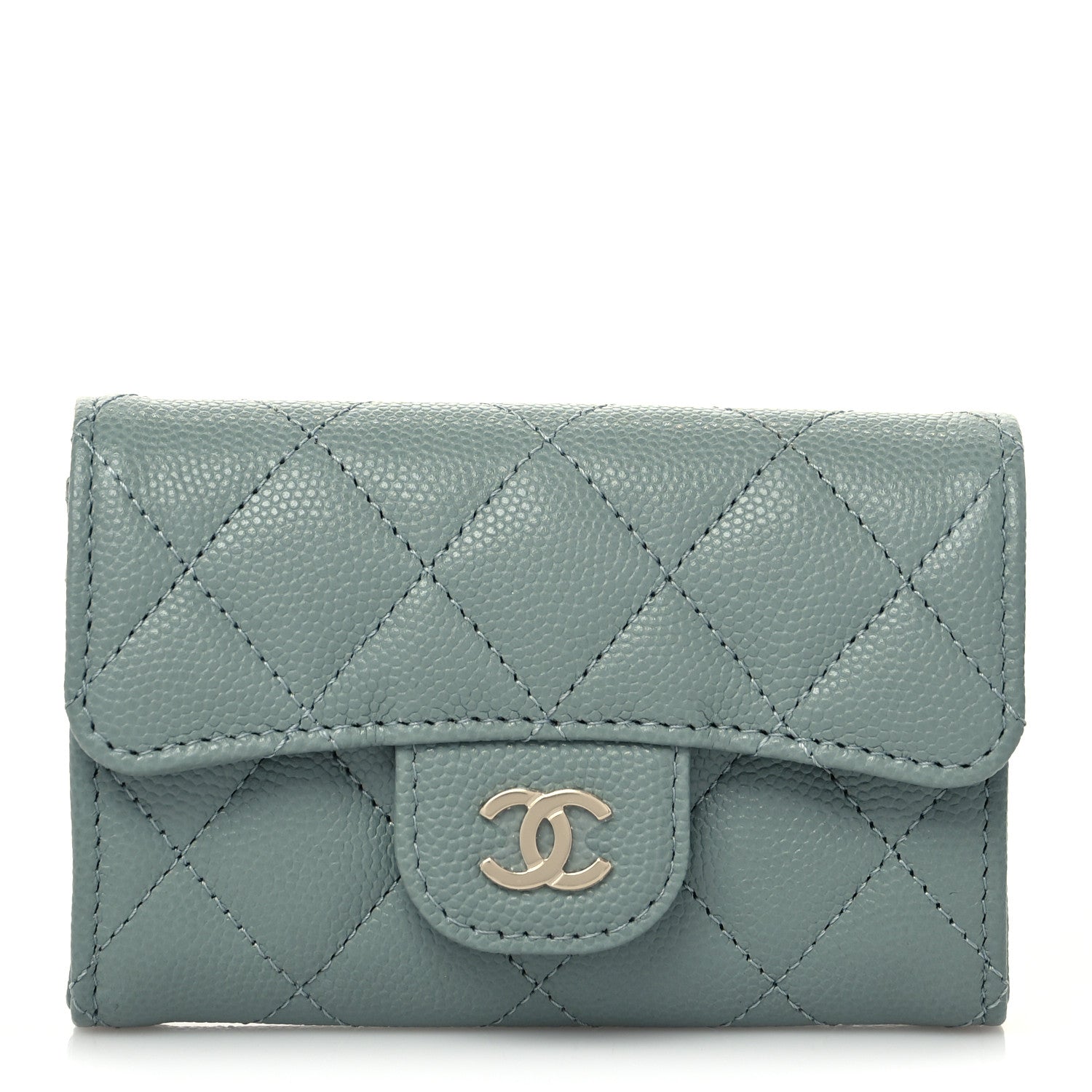 Chanel Caviar Quilted Flap Card Holder Wallet Grey 1 of 8