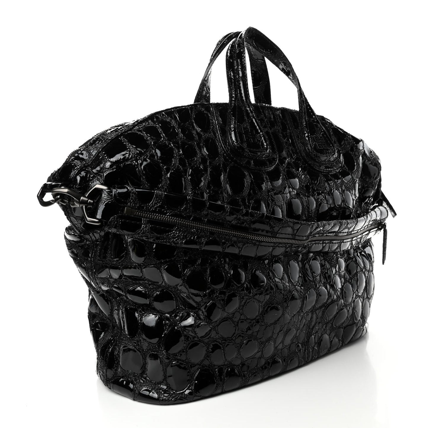 Patent Crocodile Embossed Large Nightingale Black