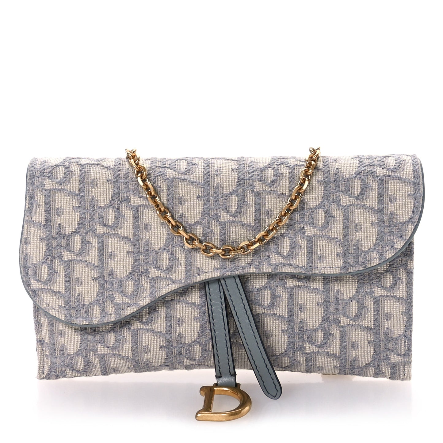 Oblique Saddle Chain Long Wallet Grey