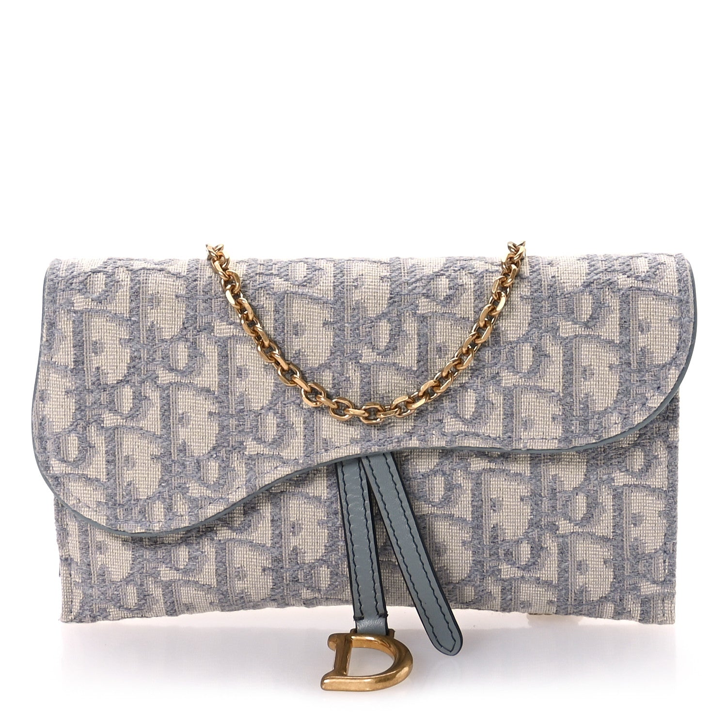 Christian Dior Oblique Saddle Chain Long Wallet Grey 1 of 11