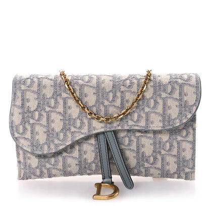 Christian Dior Oblique Saddle Chain Long Wallet Grey 1 of 11