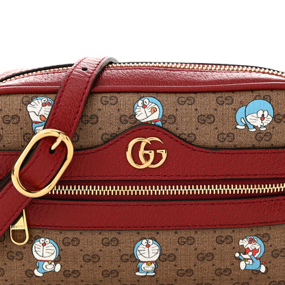 Gucci X DORAEMON Mini Vintage GG Supreme Monogram Camera Bag Beige Cherry Red 8 of 10