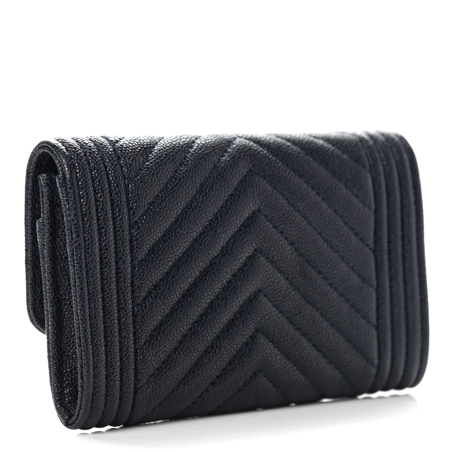 Chanel Caviar Chevron Quilted Boy Card Holder Wallet Navy 7 of 9