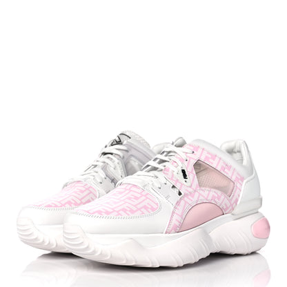 Fendi Calfskin Mesh FF Mens Chunky Sneakers 8 Pink White 3 of 7