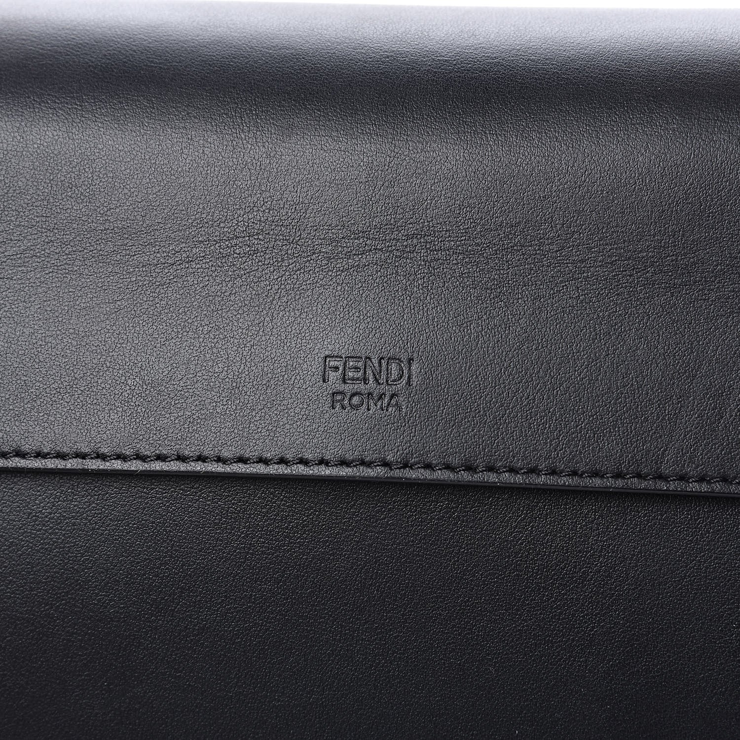 Fendi Vitello Century Velvet F is Fendi FF Kan I Shoulder Bag Black Tobacco 12 of 14
