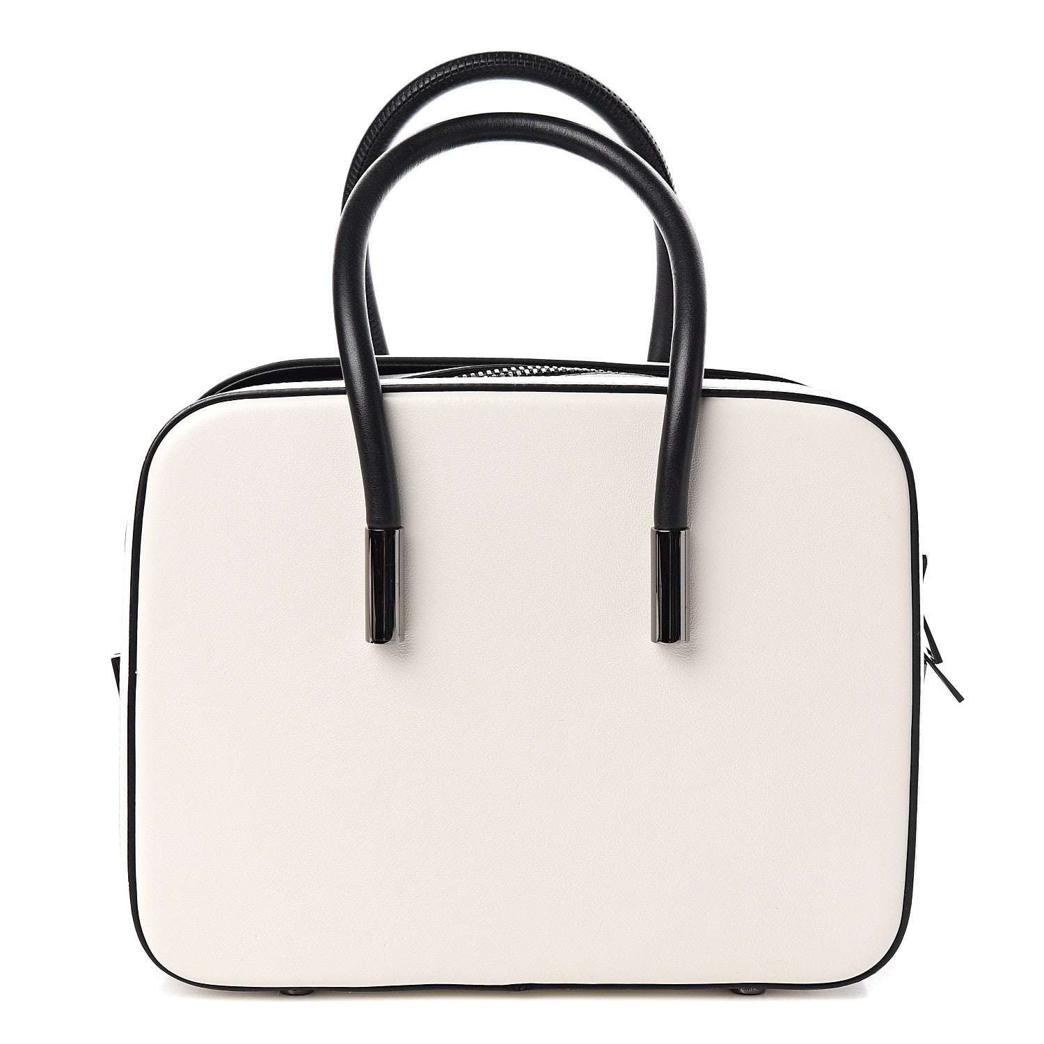 Tom Ford Calfskin Top Handle Bag White Black 1 of 13