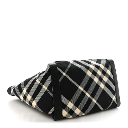 Burberry Jacquard Check Festival Tote Black White 4 of 9