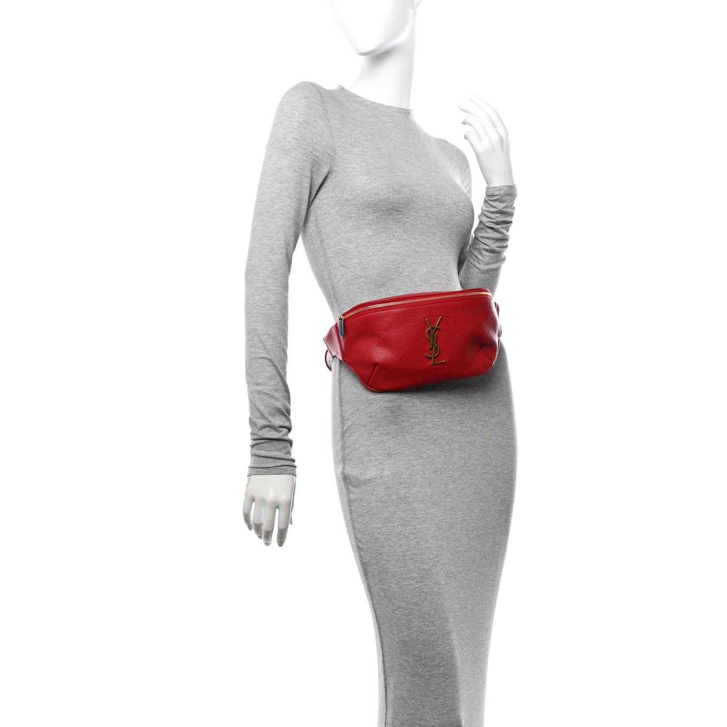 Saint Laurent Grain De Poudre Monogram Belt Bag Rouge Eros 3 of 11