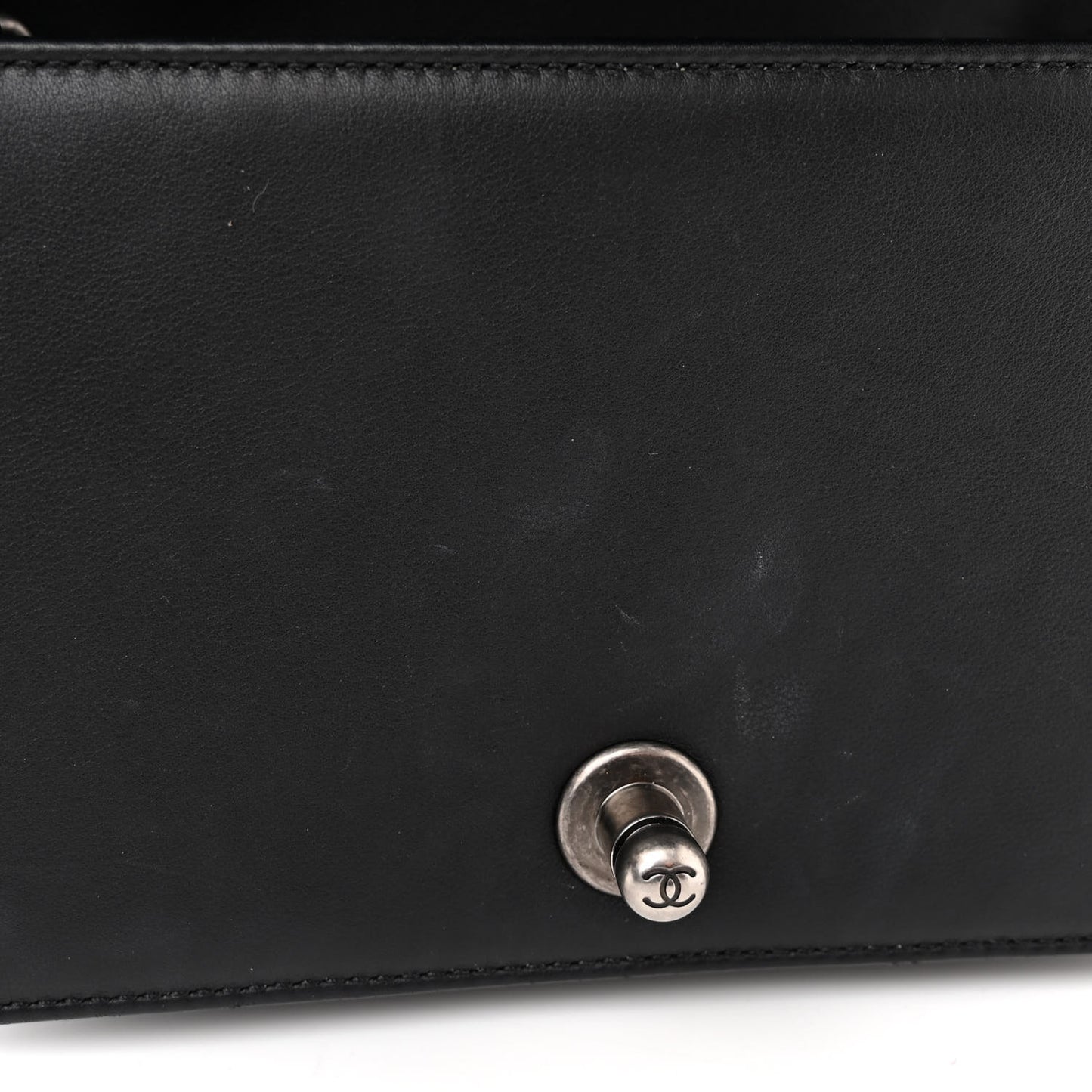 Calfskin Quilted Small Boy Flap Black