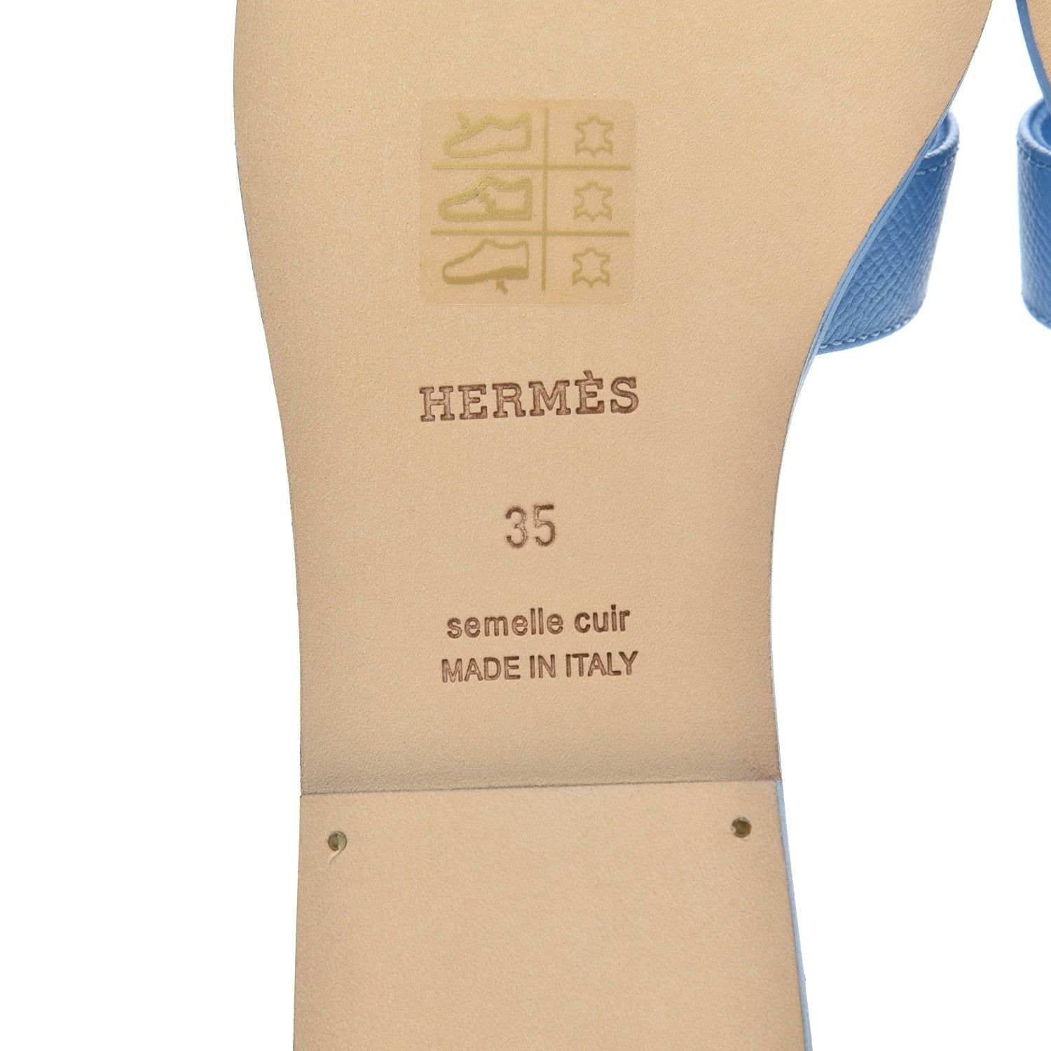 Hermes Epsom Oran Sandals 35 Bleu Faience 7 of 12