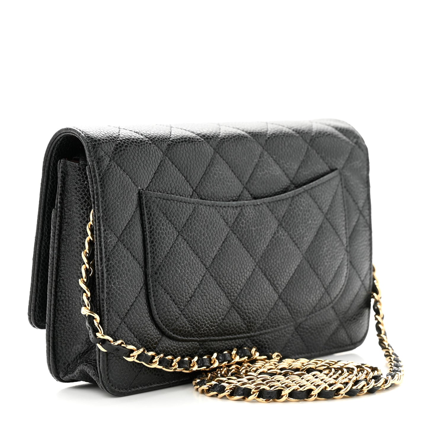 Caviar Quilted Wallet on Chain WOC Black