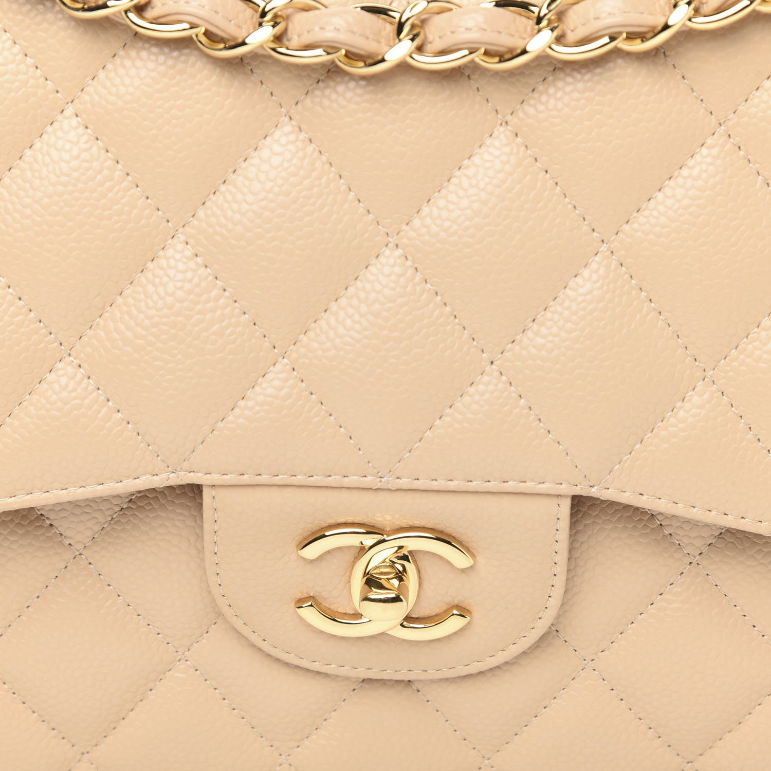 Chanel Caviar Quilted Jumbo Double Flap Beige Clair 8 of 12