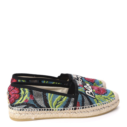 Gucci Tapestry Brocade Blind For Love Espadrilles 38.5 Acquamarine Green Black 4 of 8
