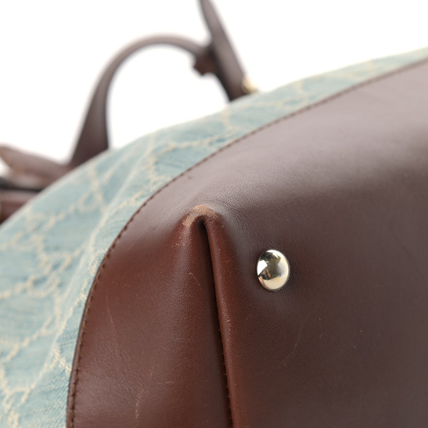 Denim Monogram Valentine Top Handle Bag