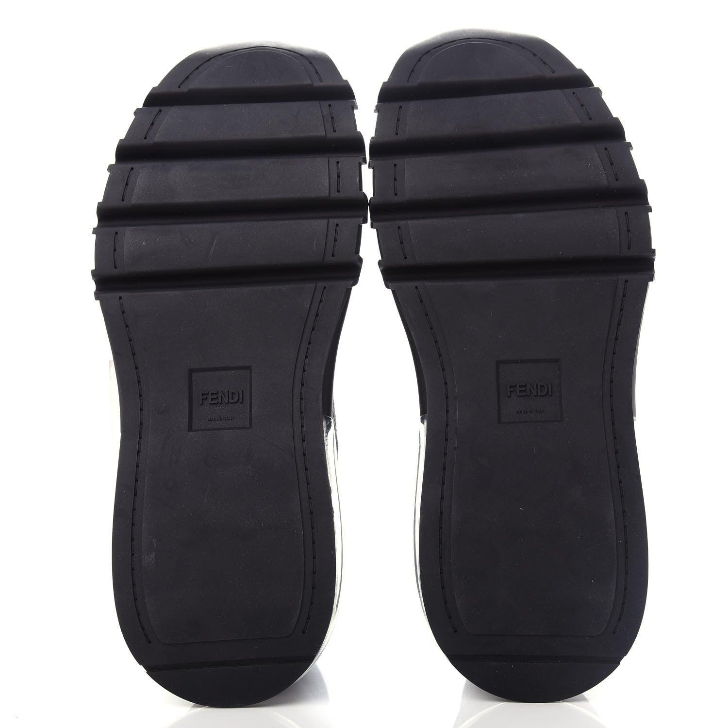 Fendi Jersey Vitello Bi-Color Mens Low Top Sneakers 10 Black Fumo 6 of 11