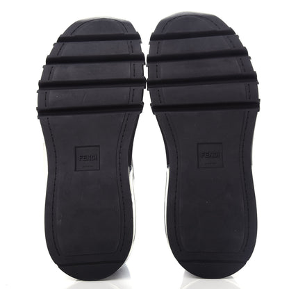 Fendi Jersey Vitello Bi-Color Mens Low Top Sneakers 10 Black Fumo 6 of 11