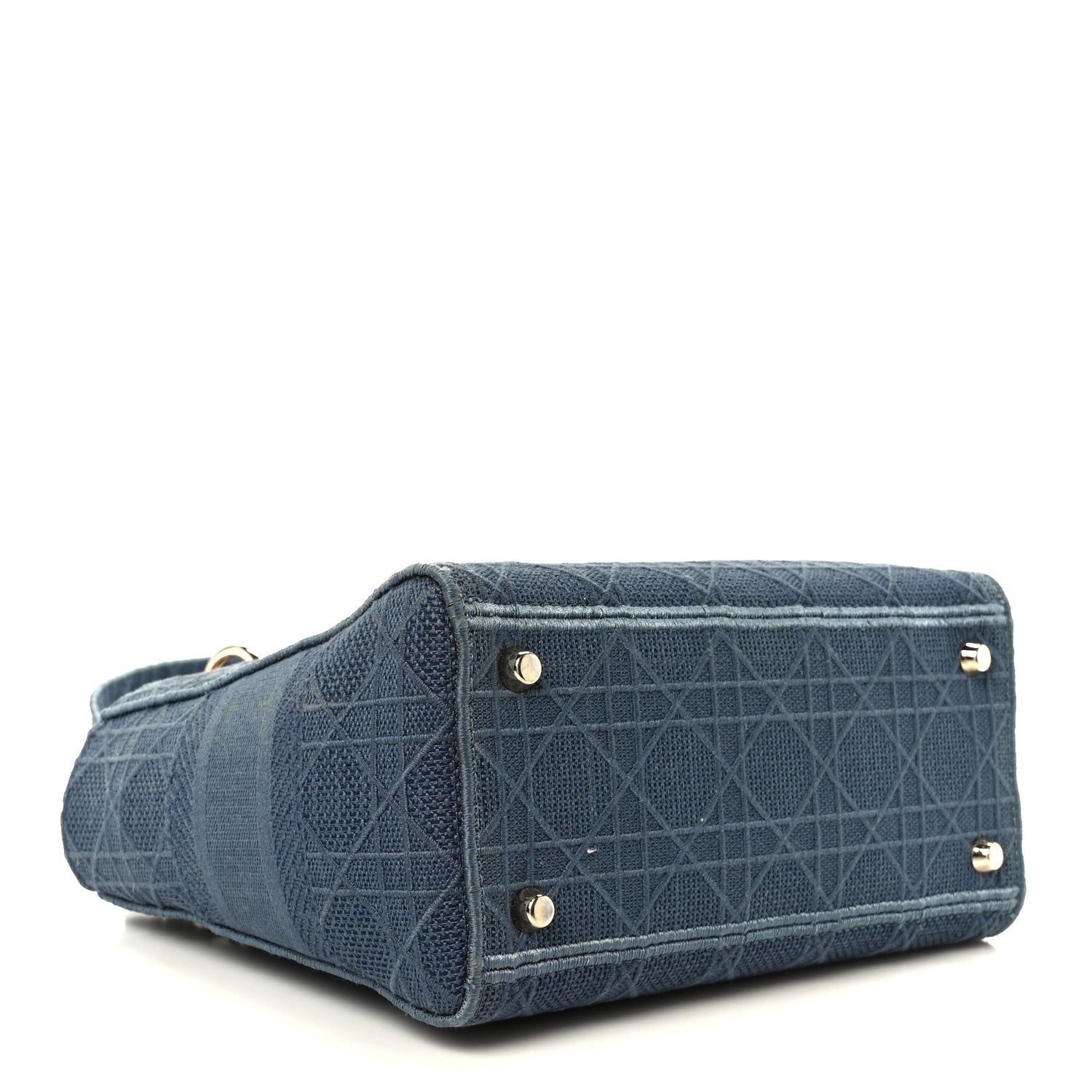 Christian Dior Canvas Embroidered Cannage Medium Lady D-Lite Denim Blue 4 of 10