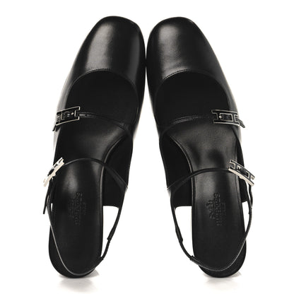 Hermes Goatskin Jackie 50 Pumps 37 Black 2 of 10