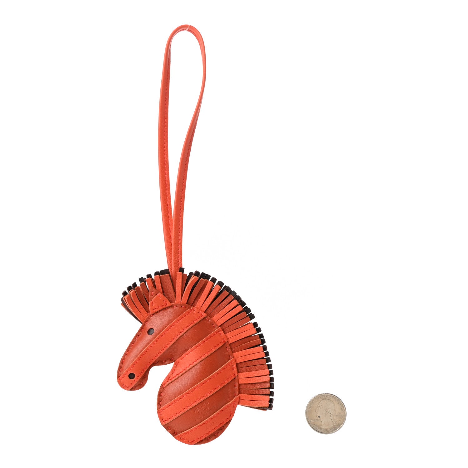 Hermes Milo Lambskin Geegee Savannah Bag Charm Cornaline Orange Poppy Rouge Sellier 2 of 4
