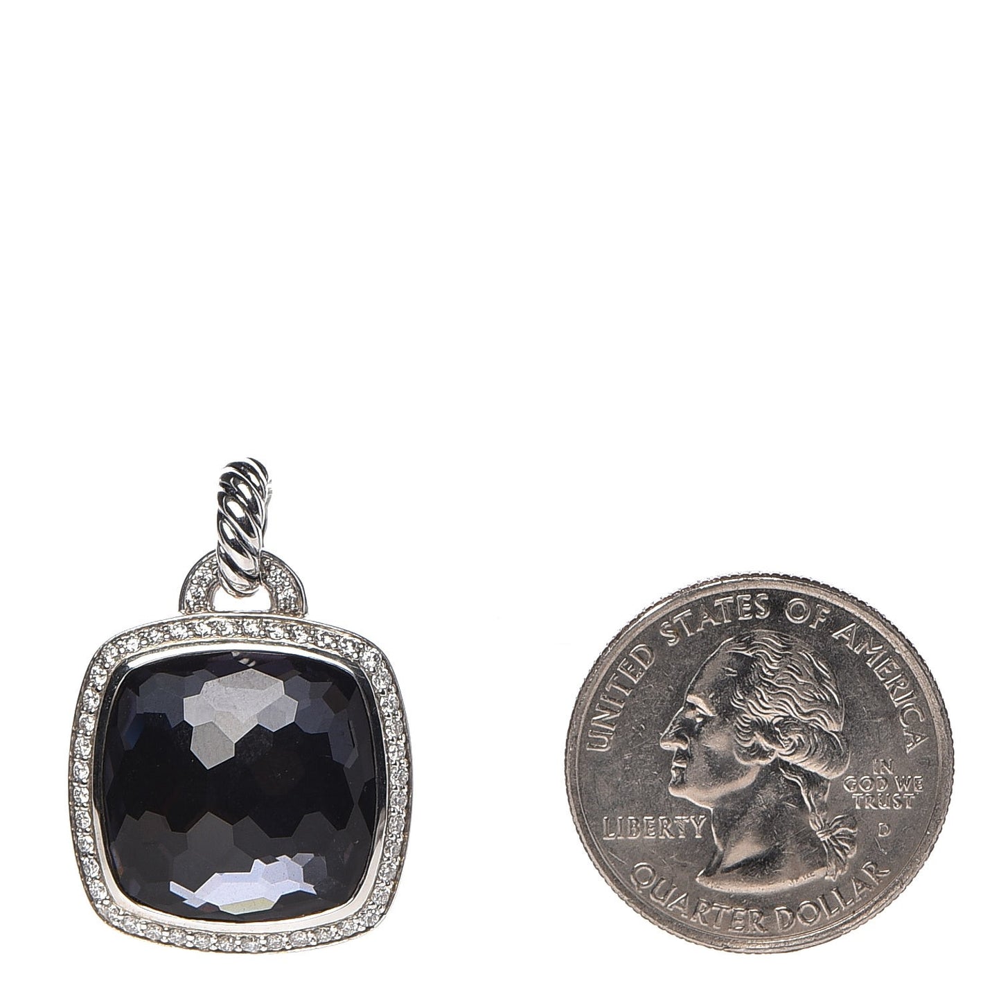 Sterling Silver Pave Diamond 17mm Black Orchid Albion Enhancer Pendant