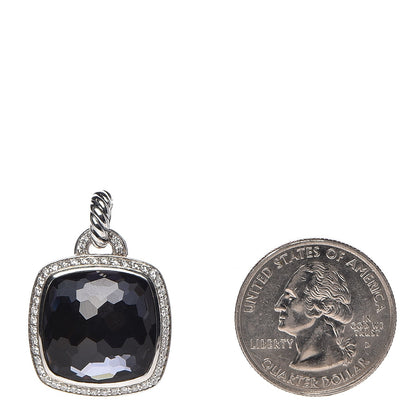 David Yurman Sterling Silver Pave Diamond 17mm Black Orchid Albion Enhancer Pendant 2 of 3