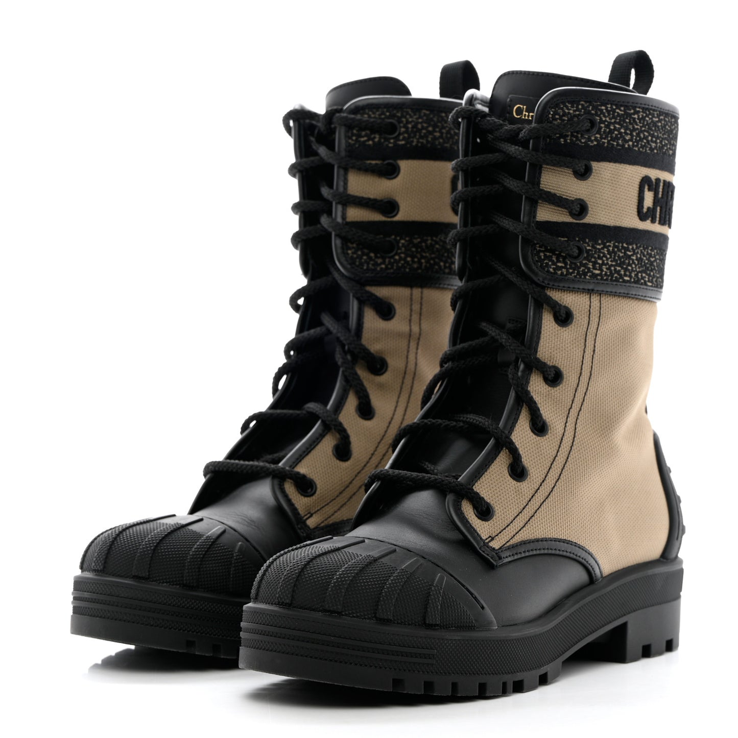 Calfskin Technical Fabric D-Major Ankle Boots 37 Taupe Black
