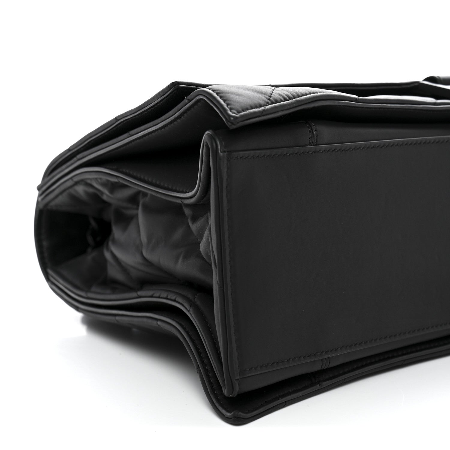 Balenciaga Satin Lambskin Quilted Matte Black Hardware Large Crush Chain Bag Black 9 of 10