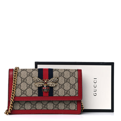 Gucci GG Supreme Monogram Web Queen Margaret Chain Wallet Red 12 of 12