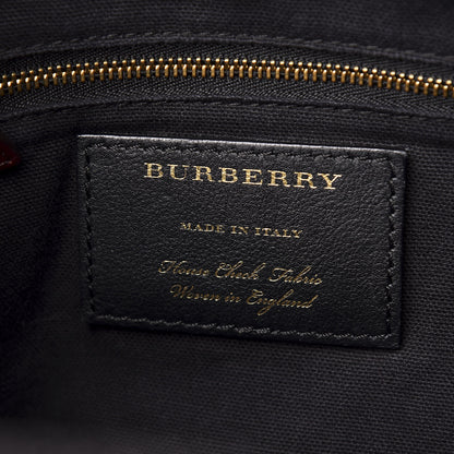 Burberry Grainy Calfskin House Check Small Canterbury Tote Burgundy 8 of 9