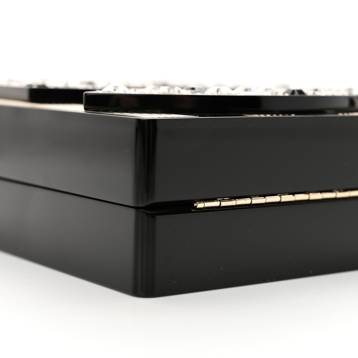 Plexiglass Strass Mosaic No 5 Minaudiere Clutch Black Gold