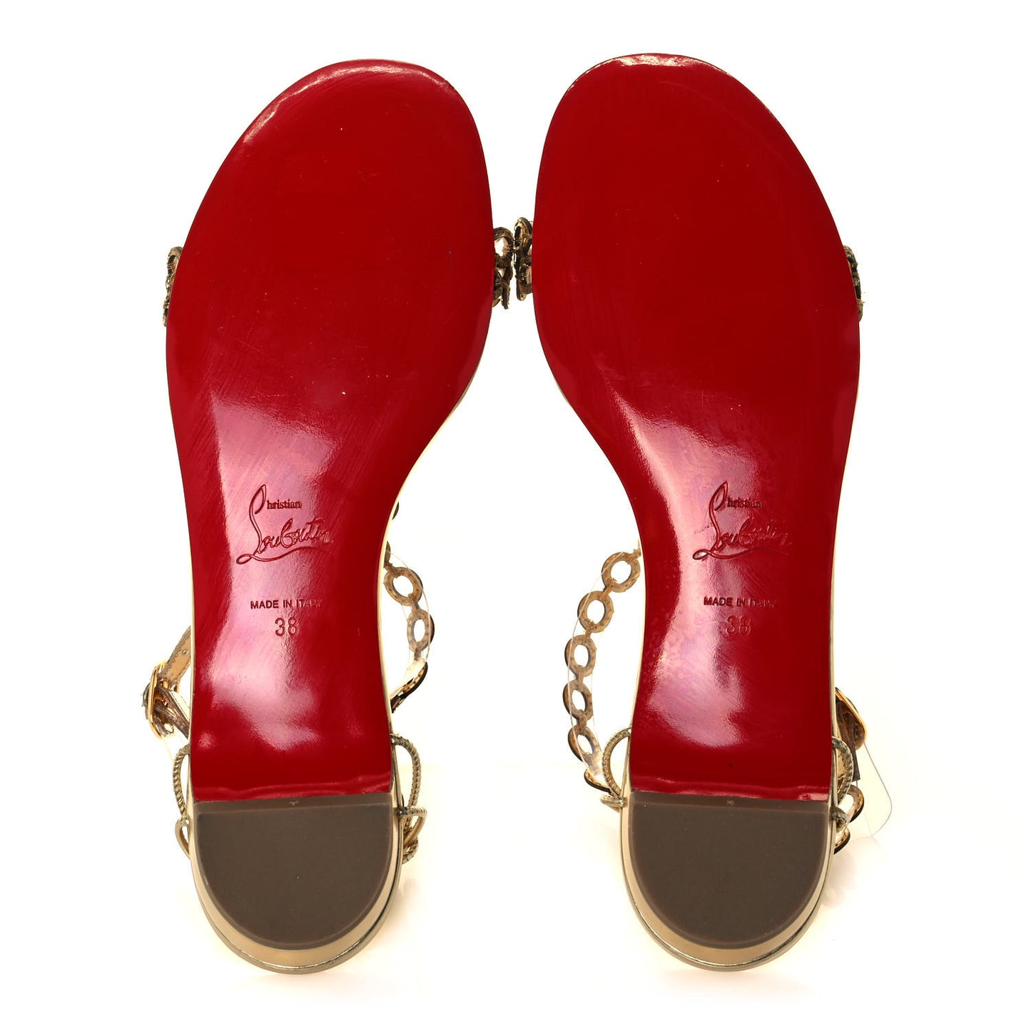 Metallic Calfskin Flatmalama Chain Flat Sandals 38 Gold