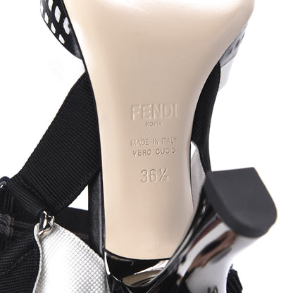 Fendi Calfskin Perforated Colibri 85mm Slingback Pumps 36.5 Black 9 of 9