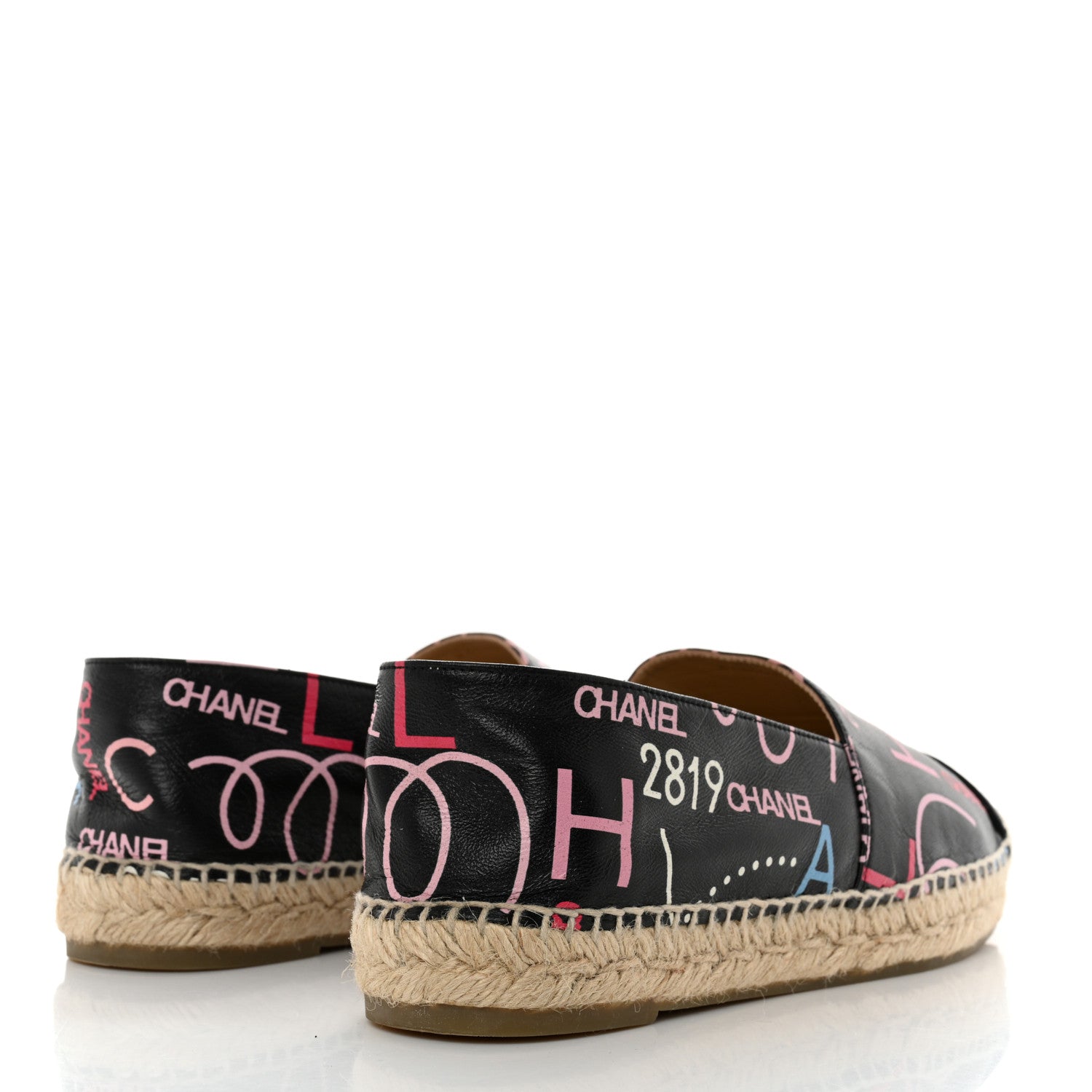 Chanel Lambskin Grosgrain Printed Espadrilles 42 Multicolor Black 4 of 12