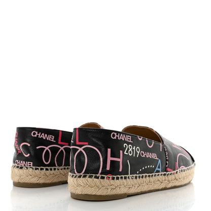 Chanel Lambskin Grosgrain Printed Espadrilles 42 Multicolor Black 4 of 12