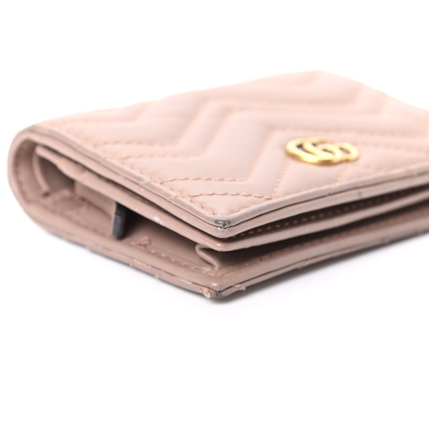 Calfskin Matelasse GG Marmont Card Case Wallet Porcelain Rose