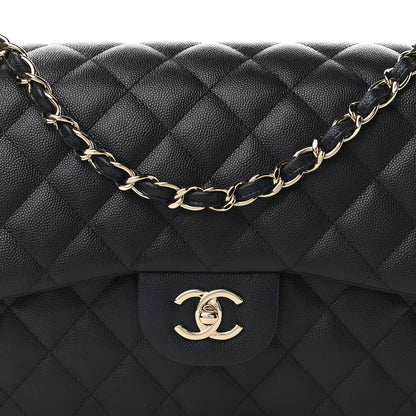 Chanel Caviar Quilted Jumbo Double Flap Navy Blue 7 of 12