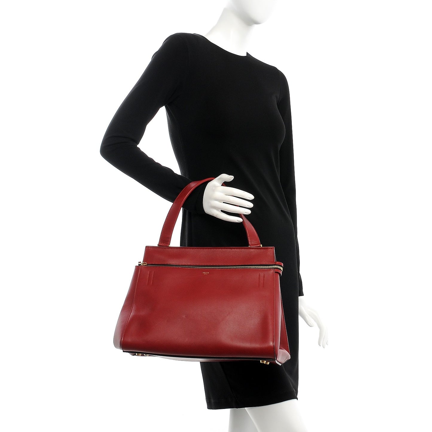 Smooth Calfskin Medium Edge Shoulder Bag Red